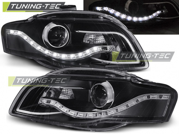 LED Tagfahrlicht Design Scheinwerfer für Audi A4 B7 05-08 schwarz